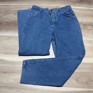 Bonjour Straight Leg Jeans Womens 13/14 P Blue Vintage 90s High Rise Button Fly